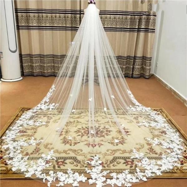 3M One Layer With Comb Veil Satin Wedding Dress