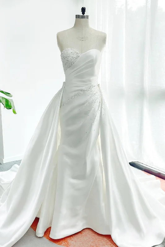 A-Line Court Train Mikado Wedding Dress CW3164 Strapless Wedding Gown