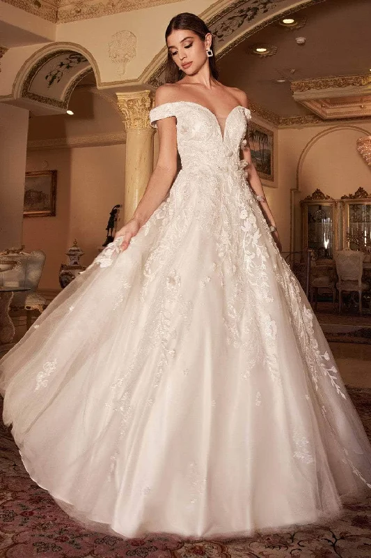 Andrea and Leo - A1027W Off Shoulder Embroidered Bridal Gown Illusion Lace Gown