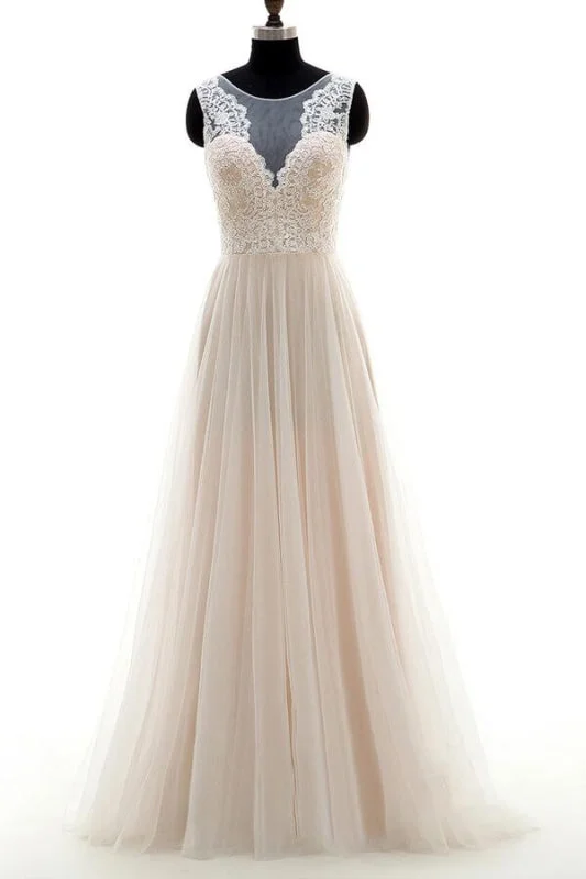 Lace Tulle A-line Floor Length Wedding Dress Mermaid Lace Gown