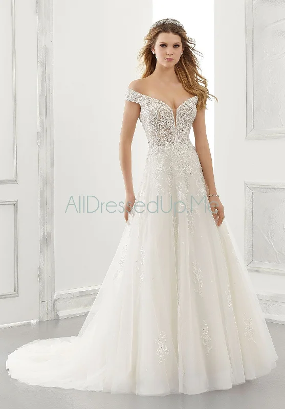 Morilee - Alessandra - 2193 - Cheron's Bridal, Wedding Gown Lace V-neck Dress