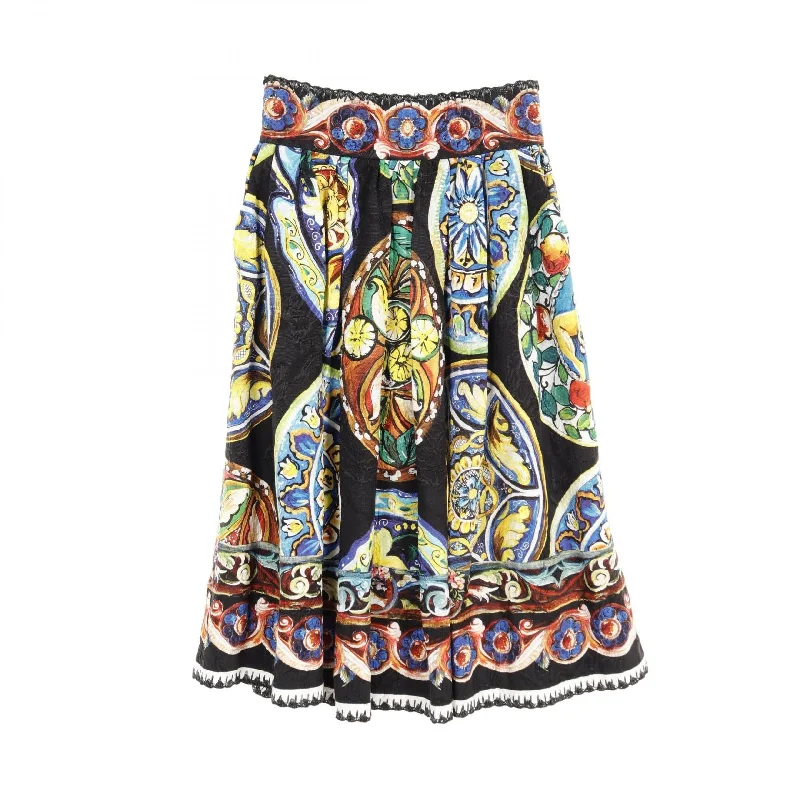 Dolce & Gabbana Silk Skirt Black Multi Bright color unclassified skirts