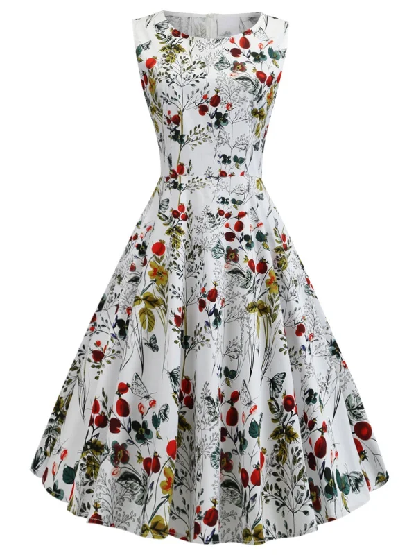 1950s Floral Sleeveless Swing Dress H&M floral dresses