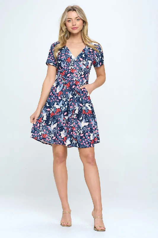 Bunny and Floral Print Dress with Pockets Halter floral dresses