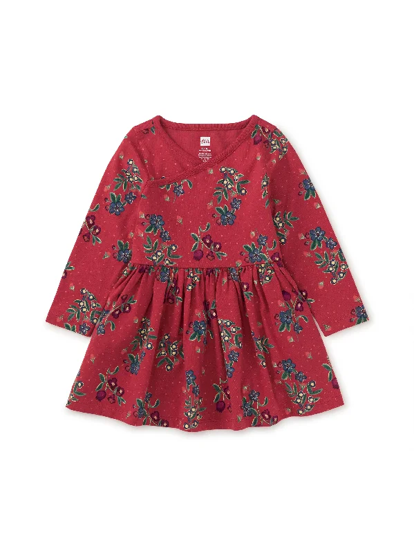 Long Sleeve Baby Wrap Neck Dress - Turkish Tea Floral Corset floral dresses