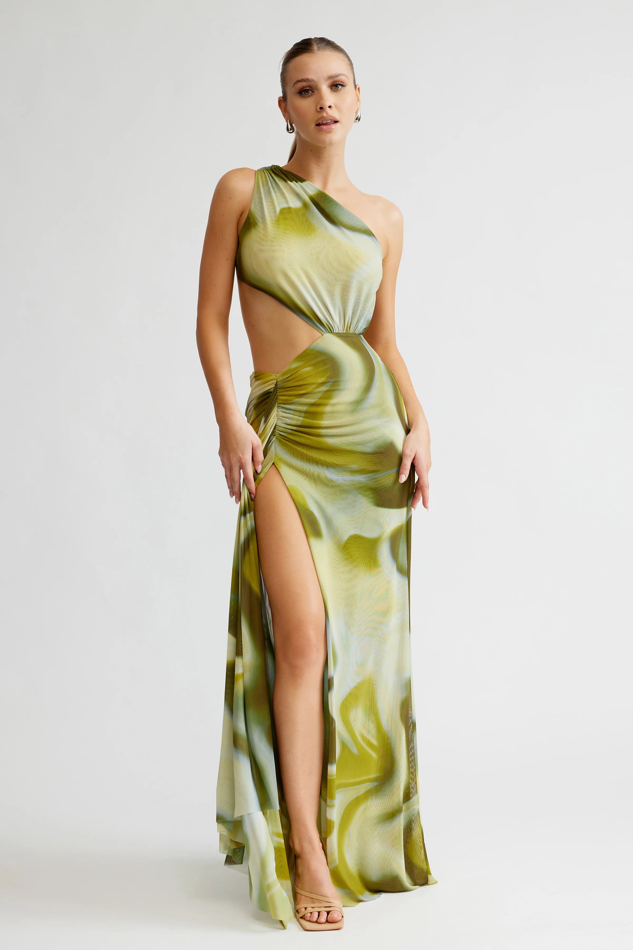 Lexi Zaniah Dress - Sage Liquify Print Long floral dresses