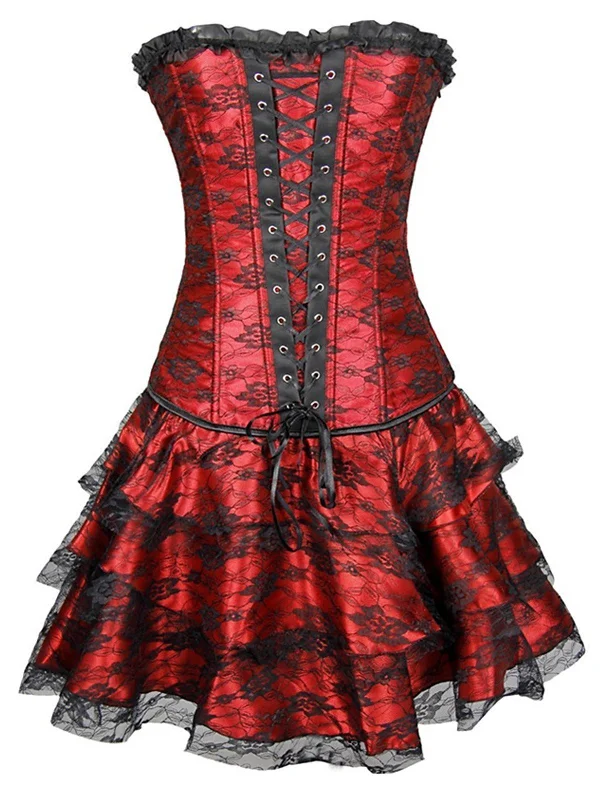 Halloween Steampunk Floral Corset Dress Knitted floral dresses