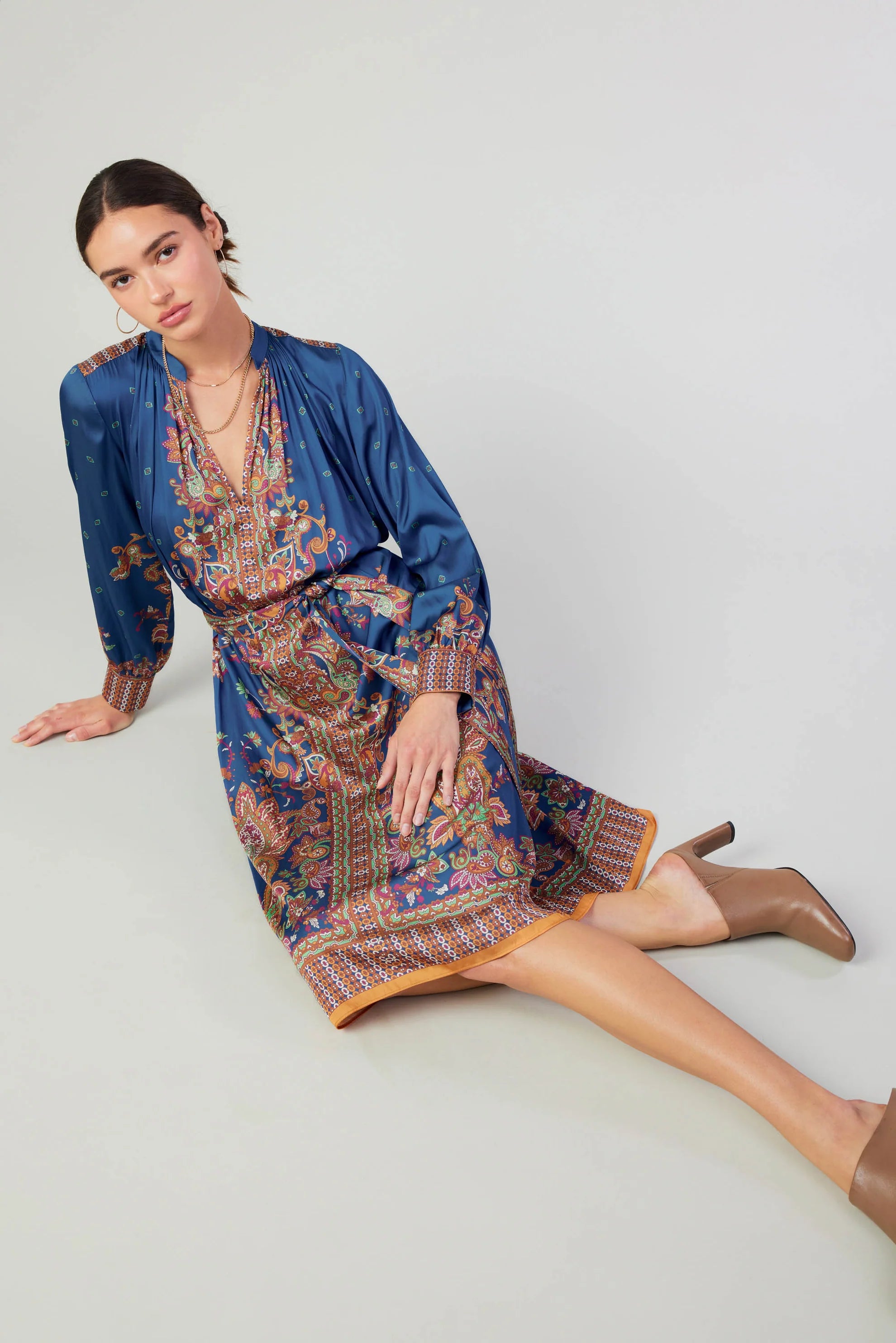 Sophia Dress | Navy Multi Silk unclassified dresses