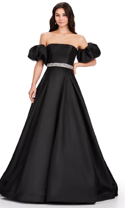 Ashley Lauren 11543 - Puff Sleeve Mikado Prom Dress High-low unclassified dresses