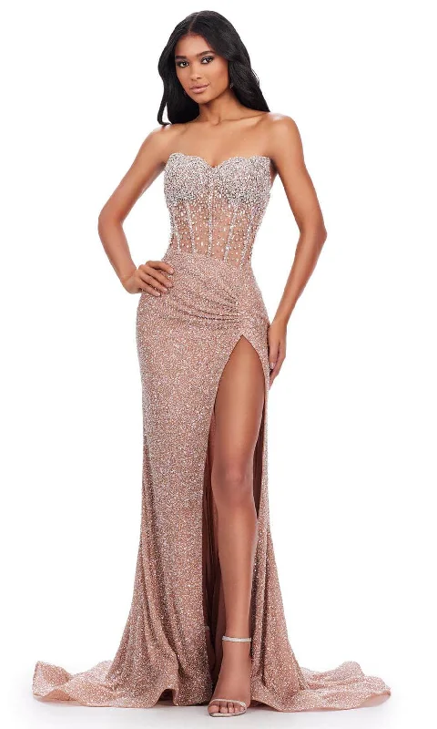 Ashley Lauren 11648 - Sheer Corset Beaded Prom Gown Office unclassified dresses