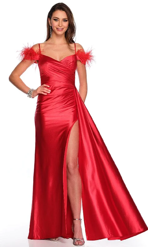 Dave & Johnny 11217 - Cold Shoulder Ruched Prom Gown Lounge unclassified dresses