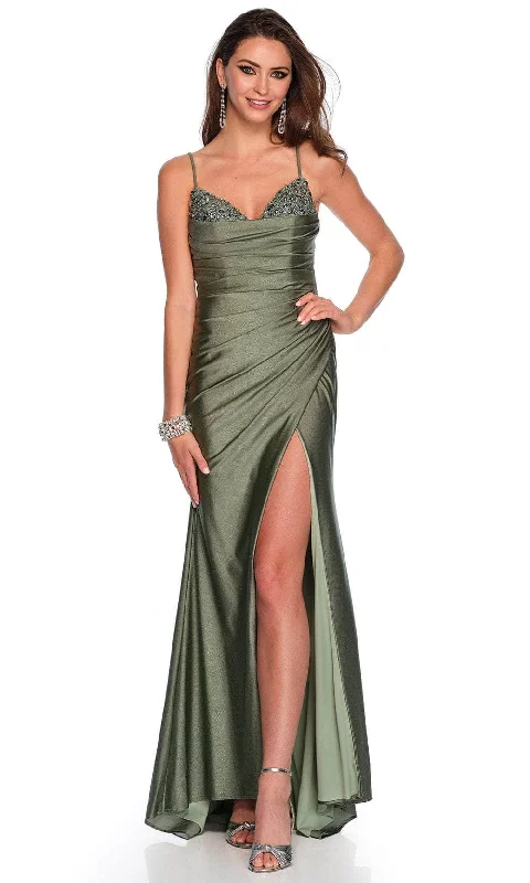 Dave & Johnny 11484 - Beaded Bust Sleeveless Gown Tiered unclassified dresses