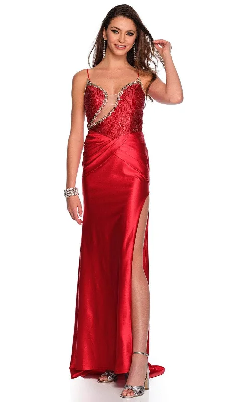 Dave & Johnny 11498 - Cut-Out Detailed Satin Gown Long sleeve unclassified dresses