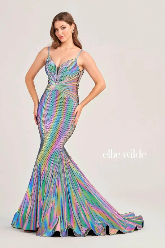 Ellie Wilde EW35704 - Embellished V-Neck Gown Chiffon unclassified dresses