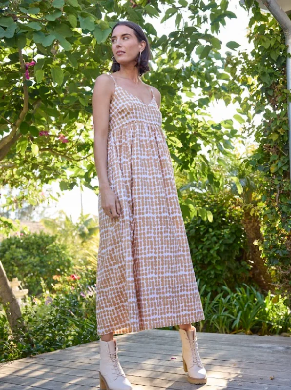 Hamptons Dress - Messy Dot Baked Clay Silk unclassified dresses