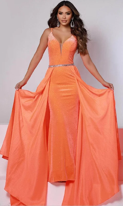 Johnathan Kayne - 2400 Stone Embellished Plunging Neck Gown Affordable unclassified dresses