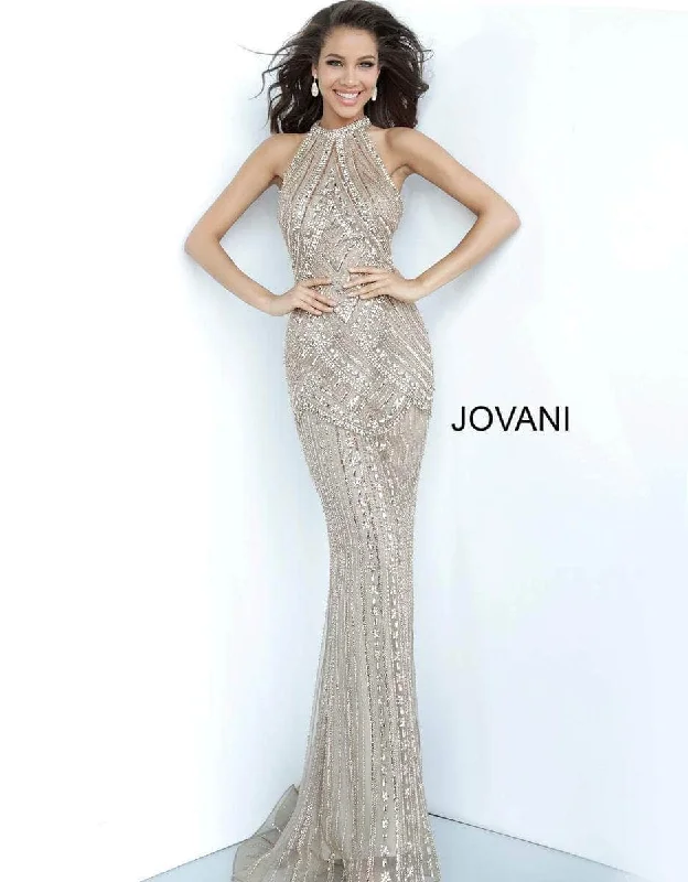 Jovani 2554A - Jeweled High Halter Prom Dress Date night unclassified dresses