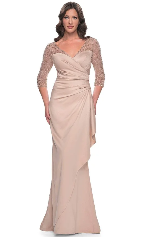 La Femme 31011 - Beaded Illusion Satin Evening Dress Plus size unclassified dresses