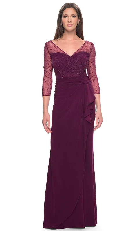 La Femme 31777 - Ruched Illusion Formal Dress Chiffon unclassified dresses