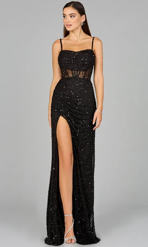 Lara Dresses 9960 - Beaded High Slit Evening Dress Velvet unclassified dresses