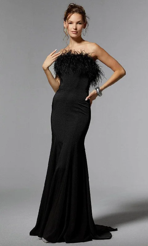 MGNY By Mori Lee 72923 - Feathered Strapless Evening Dress Bodycon unclassified dresses