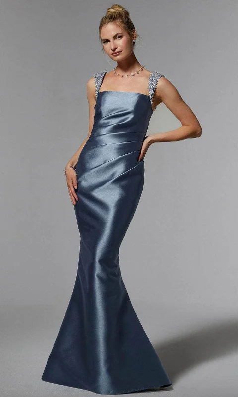 MGNY By Mori Lee 72925 - Satin Mermaid Evening Gown Denim unclassified dresses