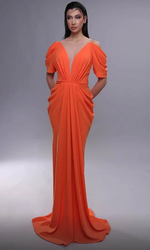 MNM Couture K4084 - Draped Plunge Evening Dress Bold pattern unclassified dresses