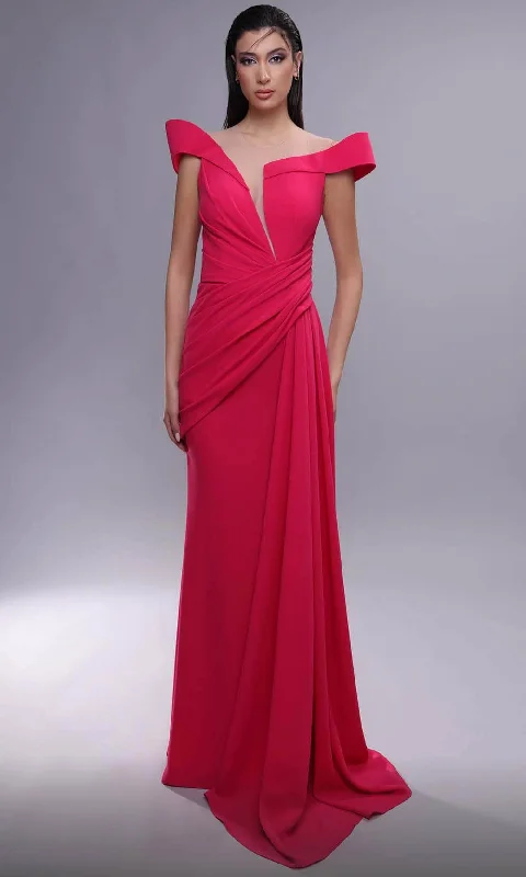 MNM Couture K4093 - Draped Plunging Evening Dress Lightweight unclassified dresses