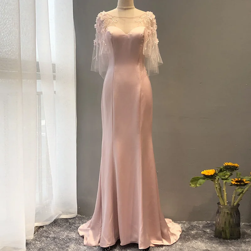 lotus root pink color, temperament queen, travel shoot luxurious evening dress Tiered unclassified dresses