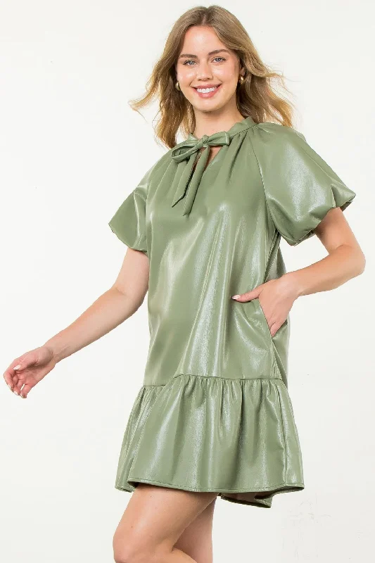 Clover Faux Leather Dress Sage Popular unclassified dresses