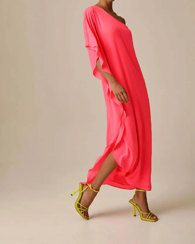 Draped One Shoulder Maxi Dress In Ultra Pink Maxi Skirt Trendy