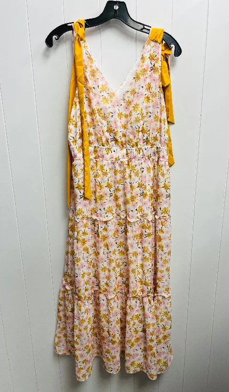 Dress Casual Maxi By Grace Karin In White & Yellow, Size: L Soft Pleated Maxi