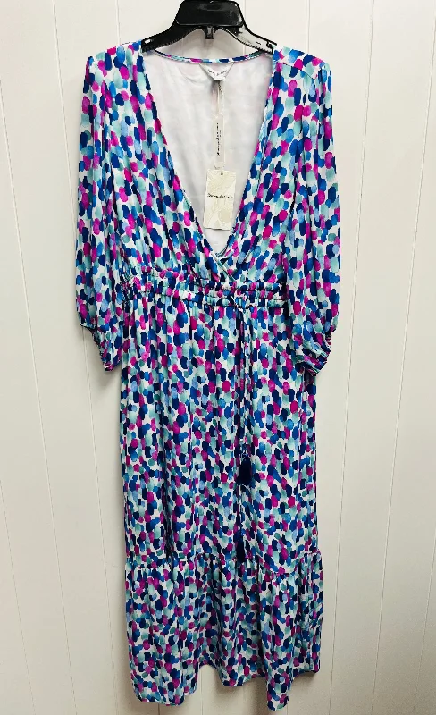 Dress Casual Maxi By Tommy Bahama In Blue & Purple, Size: L Front Slit Skirt