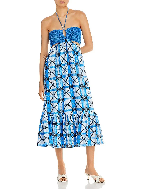 Womens Crochet Printed Maxi Dress Layered Maxi Skirt