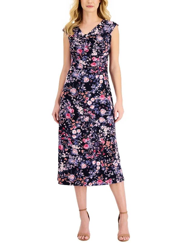 Womens Pleated Long Maxi Dress Summer Floral Maxi