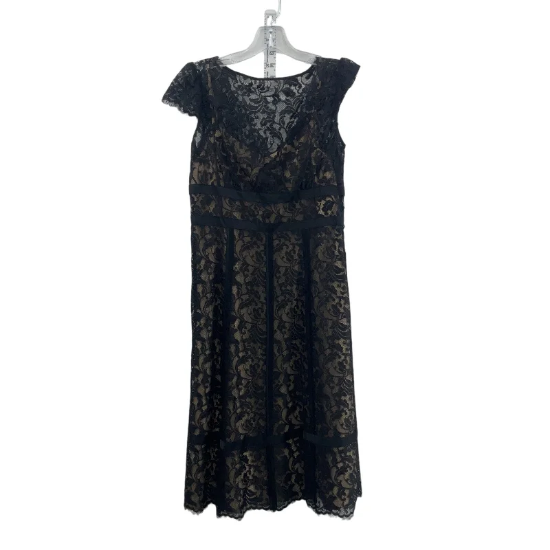 Ann Taylor LOFT Black Lace Beige Womens A-Line Midi Dress Nylon Petite Size 4 Wool Midi Skirt