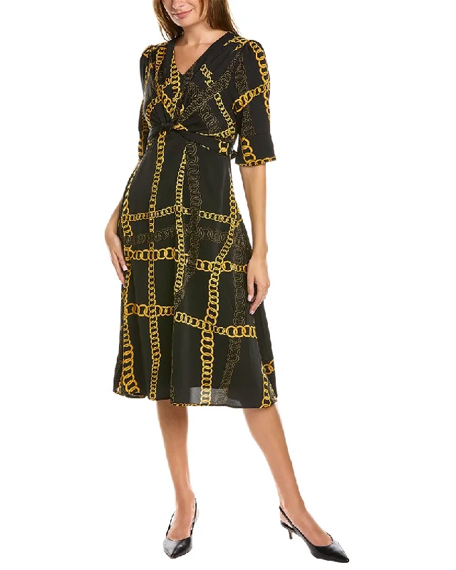 Gracia Chain Print Midi Dress Elegant A-line Skirt