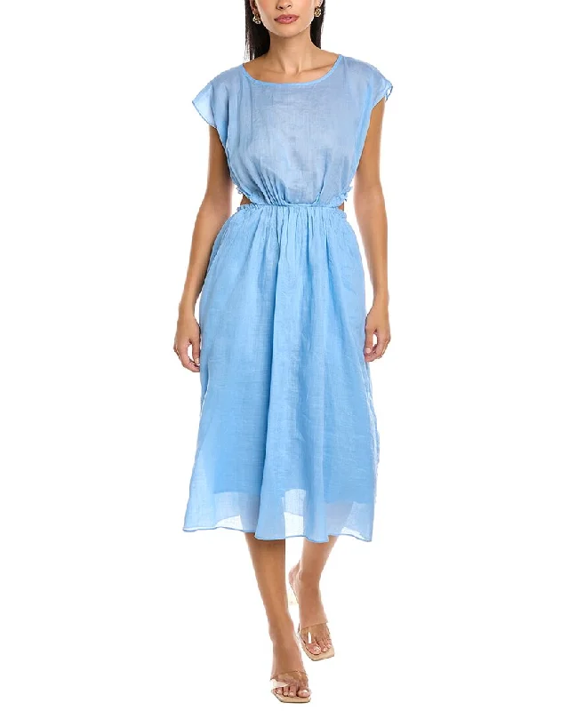 Rebecca Taylor Cap Sleeve Linen Midi Dress Midi Skirt Style