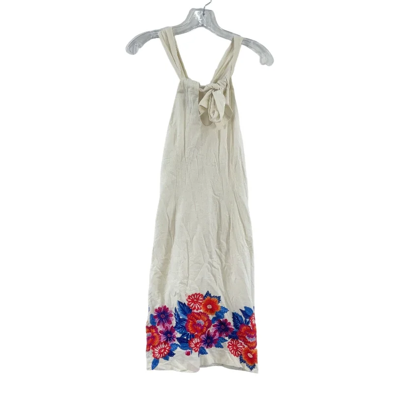 Tommy Bahama XXS V Neck White Linen Midi Sundress - Preowned Womens Vintage Printed Skirt