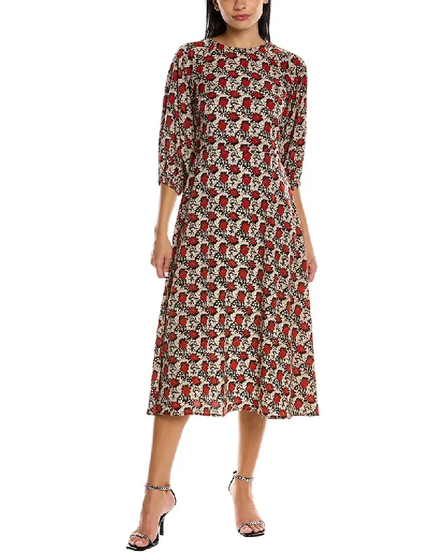 Traffic People Drape Midi Dress Casual A-line Skirt