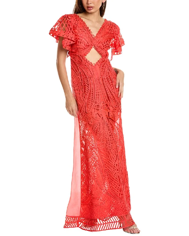 Alberta Ferretti Lace Silk Gown Sleeveless Lace Dress