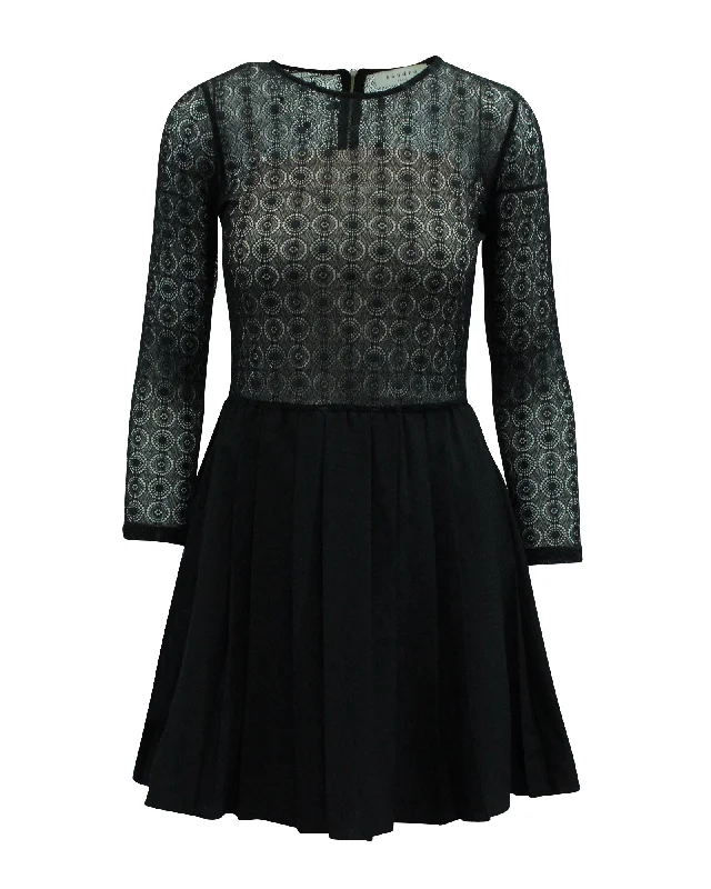 Sandro Paris Jeanette Lace Dress in Black Polyester Lace Dress Trendy