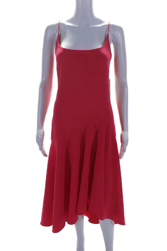 Theia Womens Spaghetti Strap Sleeveless A Line Tank Dress Magenta Pink Fitted Tank Dress