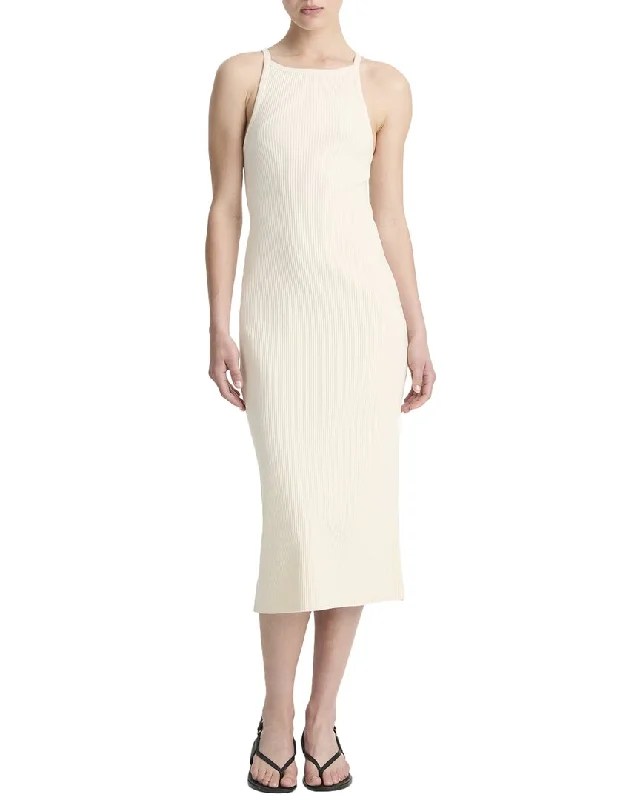 Vince Rib High Neck Tank Dress Simple Tank Dress